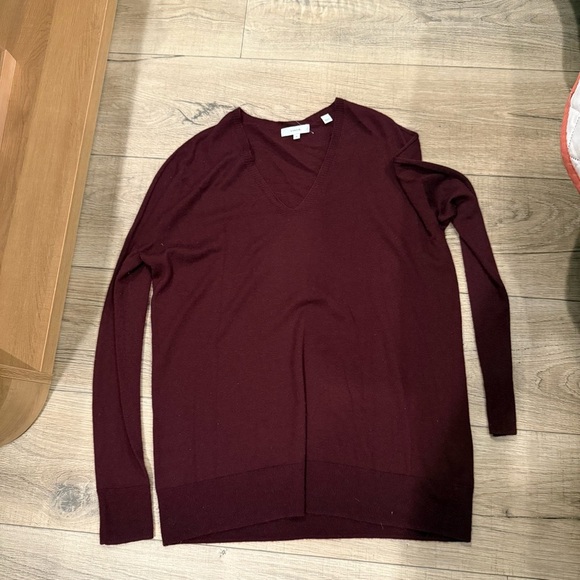 Vince Medium Burgundy V-Neck Sweater Wool Cashmere Blend - Picture 1 of 4